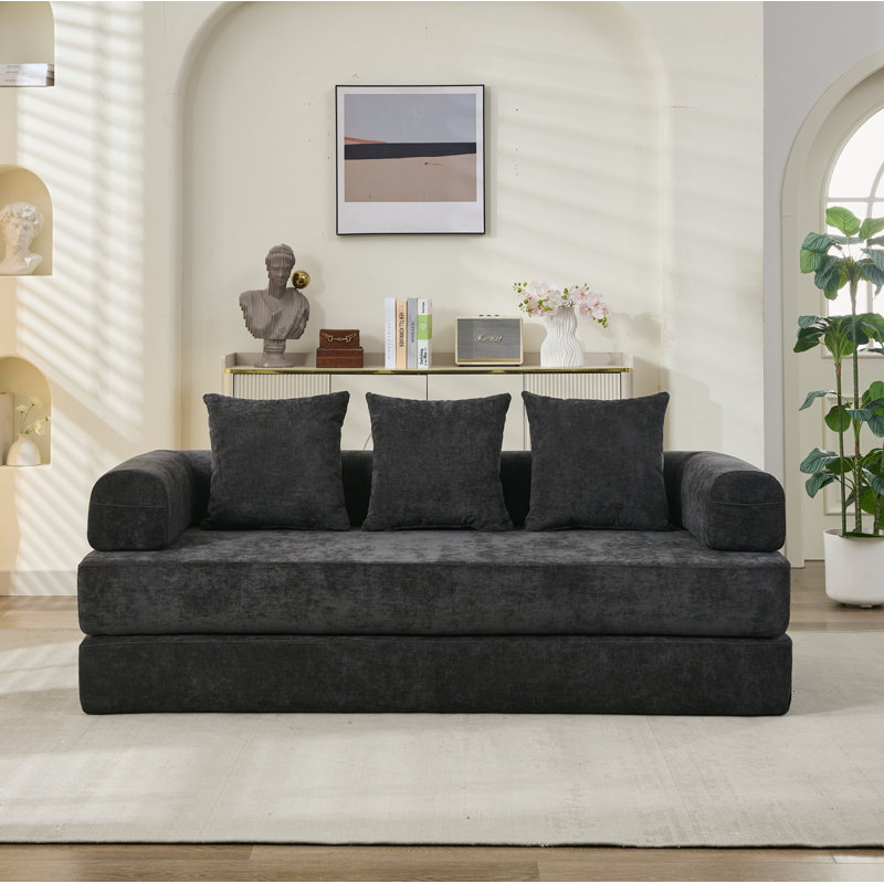 Canapé-lit pliant confortable Comfy, canapé-lit sur pied, canapé sur pied en chenille avec accoudoirs, canapé-lit pour salon
