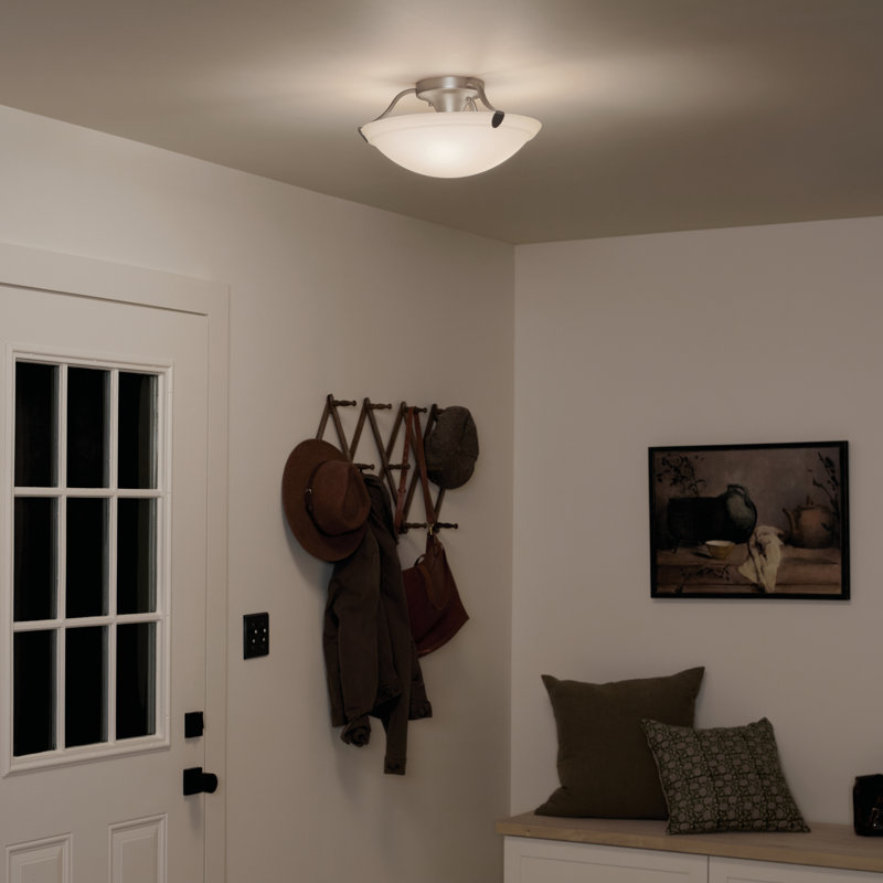 Plafonnier semi-encastré 3 lumières 15,5 po Ervin, Nickel brossé