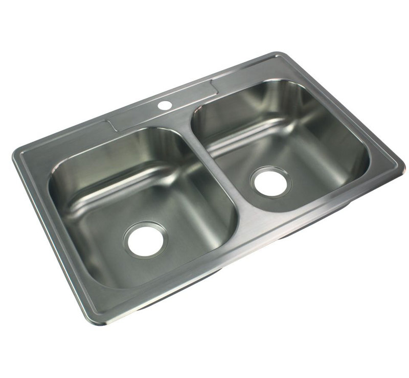 33'' L Double Bowl Stainless Steel Kitchen Sink, 1-Hole