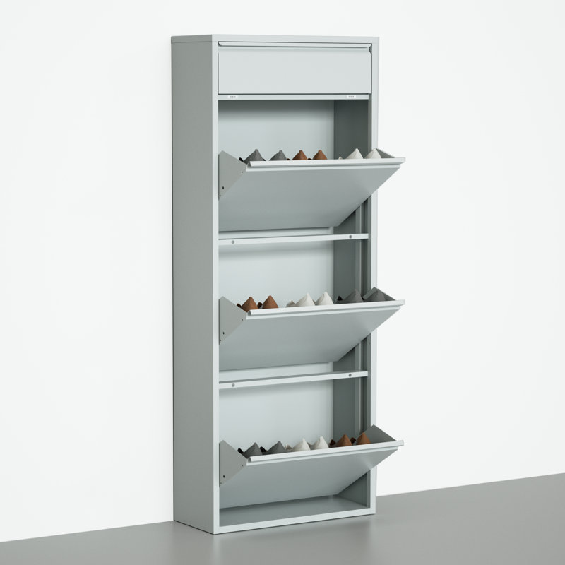 Shoe Cabinet Rack With Extra Top Drawer For Accessories, Gray