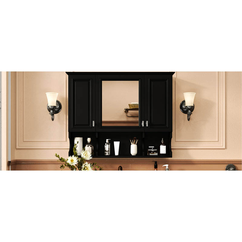 Armoire à miroir murale de 35 po x 28 po avec hauteur de tablette réglable pour la salle de bain, la chambre à coucher et le rangement