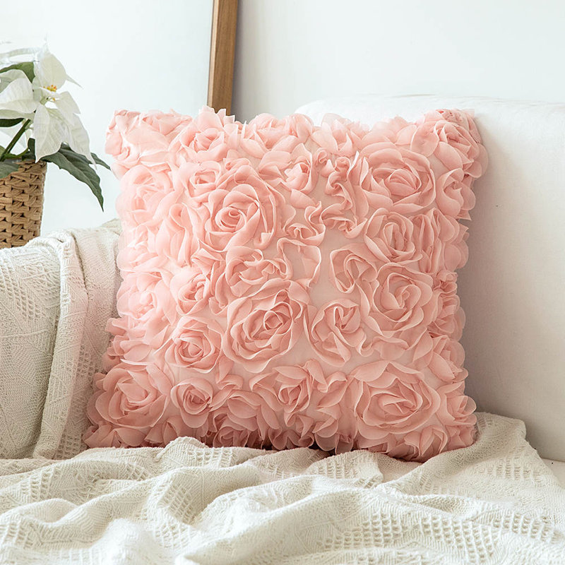 Coussin décoratif, 16 po x 16 po, Rose clair