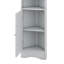 Armoire de rangement d'angle, armoire de rangement haute avec 2 portes et 3 tablettes, tablette ouverte pour la salle de bain, la cuisine et le salon-114222142