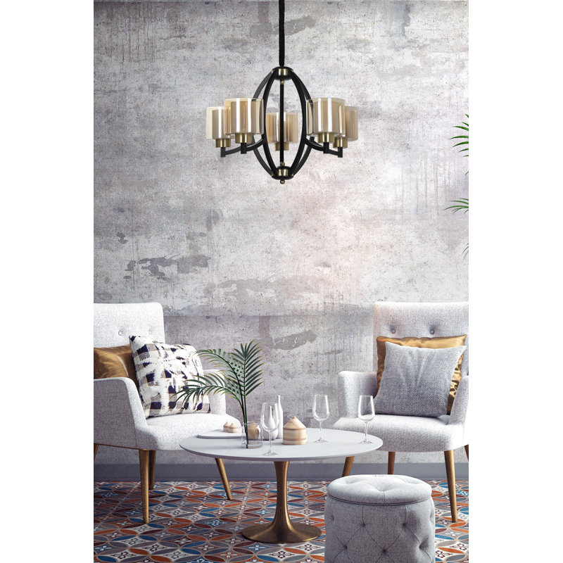 Dalonte 5 - Light Shaded Chandelier, Black, Gold