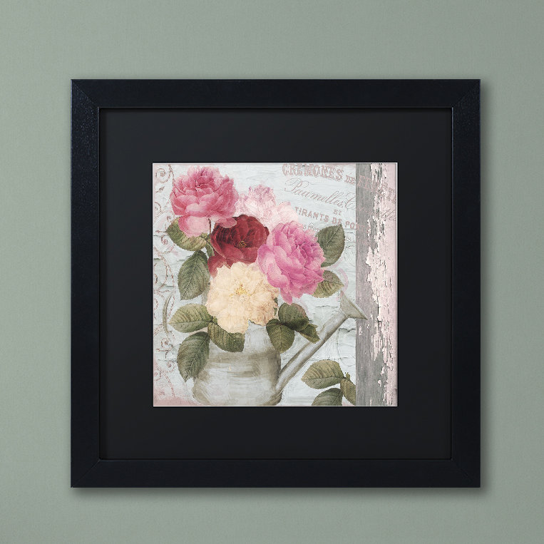 «Chalet d'Ete Roses» par Jadaya, impression encadrée, H 16 po x l 16 po x P 0,5 po, Toile avec cadre noir, Noir