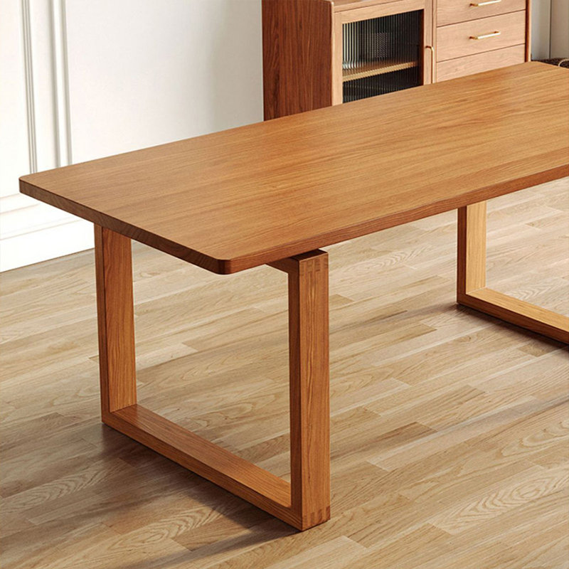 Burlywood Rectangular Solid Wood Dining Table, 29.53"H x 62.99"L x 27.56"W