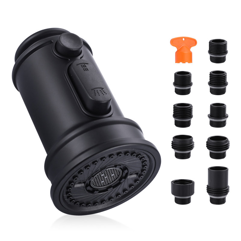 3-Modes Kitchen Faucet Spray Head Replacement Stainless Steel with 9 Adapters, Matte Black