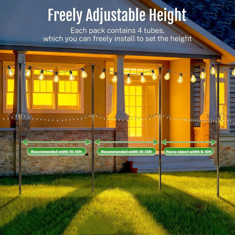 4 Pack 10FT String Light Poles Outdoor Patio Light Poles 