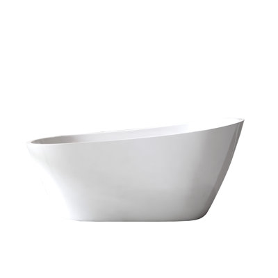 Baignoire de trempage autoportante de 59 pouces avec trop-plein, finition polie, bonde réversible pour bonde de salle de bain
