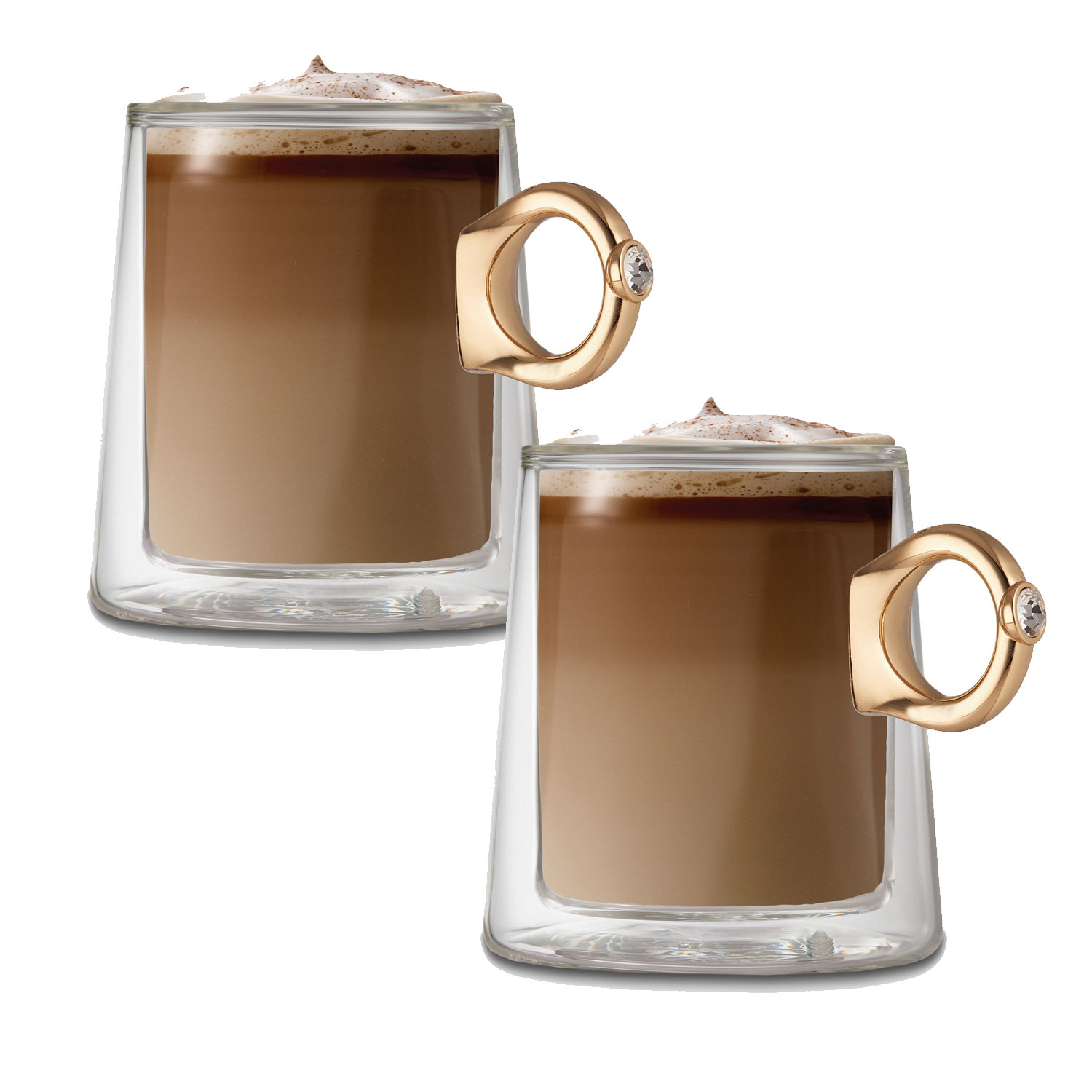 Brilliant Double Wall Tiffany Mug Gold Handle 280ml Set Of 2 & Reviews | Wayfair