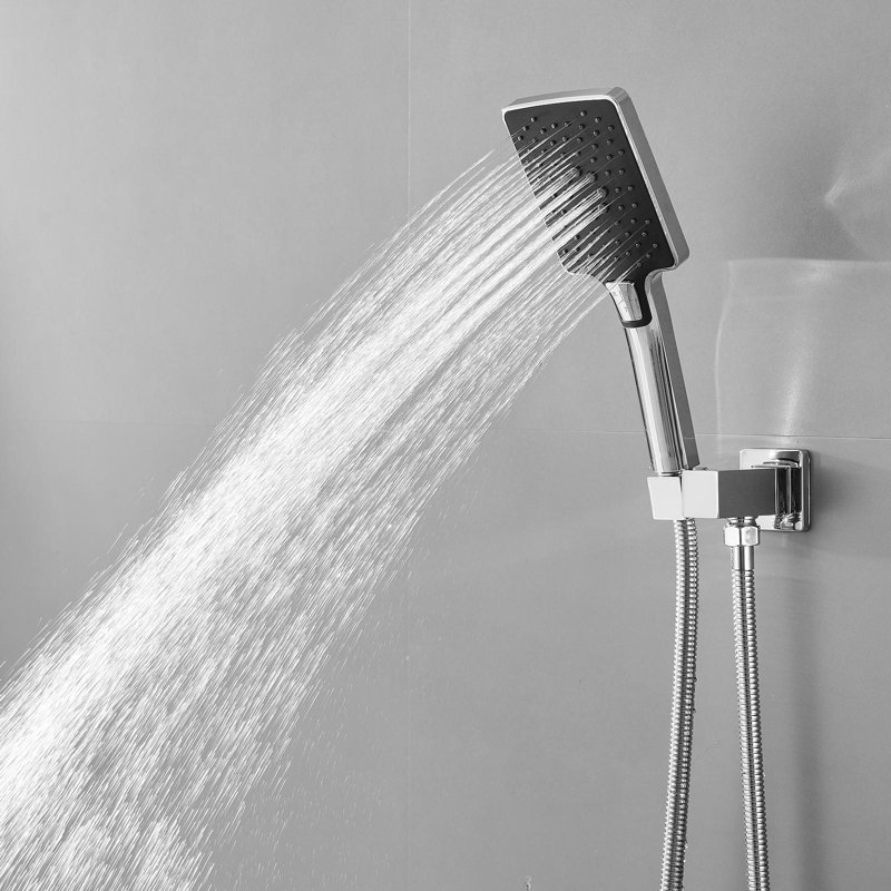 Single-Handle 3-Spray Rain Square Shower Head High-Pressure Shower Faucet (Valve Included)., Polished Chrome