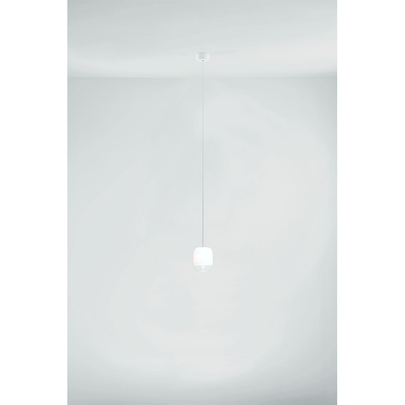 Gong 1 - Light Chrome Single Pendant, White, 318cm H x 13.5cm W x 13.5cm D
