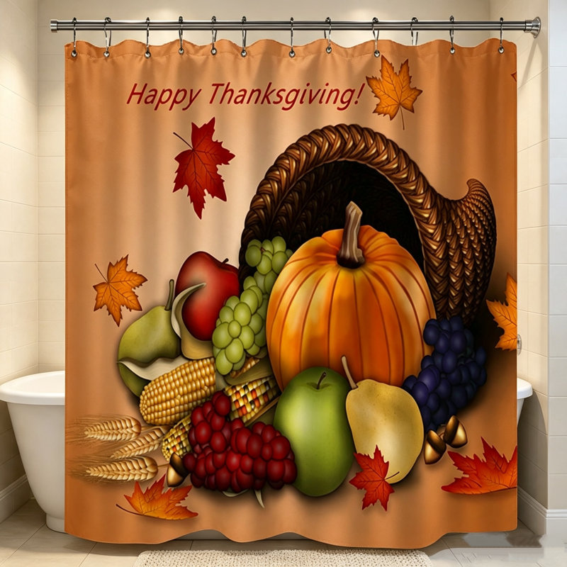 Ensemble de rideau de douche Thanksgiving 72 x 72 pouces, ensemble de 4 pièces en polyester