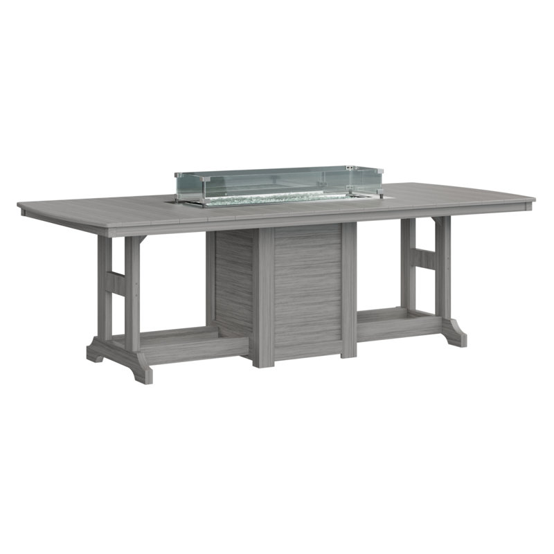 Berlin Gardens Garden Classic 96″ Fire Pit Dining Table, Driftwood Grey, 30.87" H x 44" W x 96" D