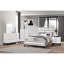 Cotemporary White Finish Full Size Panel Low-profile Bed Geometric Design Wooden Bedroom Furniture-1330797399
