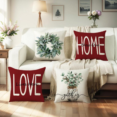 Ensemble de 4 housses de coussins décoratifs pour housses de coussins décoratifs pour canapé-lit salon extérieur