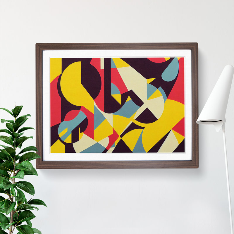 Elegant Modern Abstract - Single Picture Frame Print, 34cm H x 46cm W x 2cm D, Walnut 