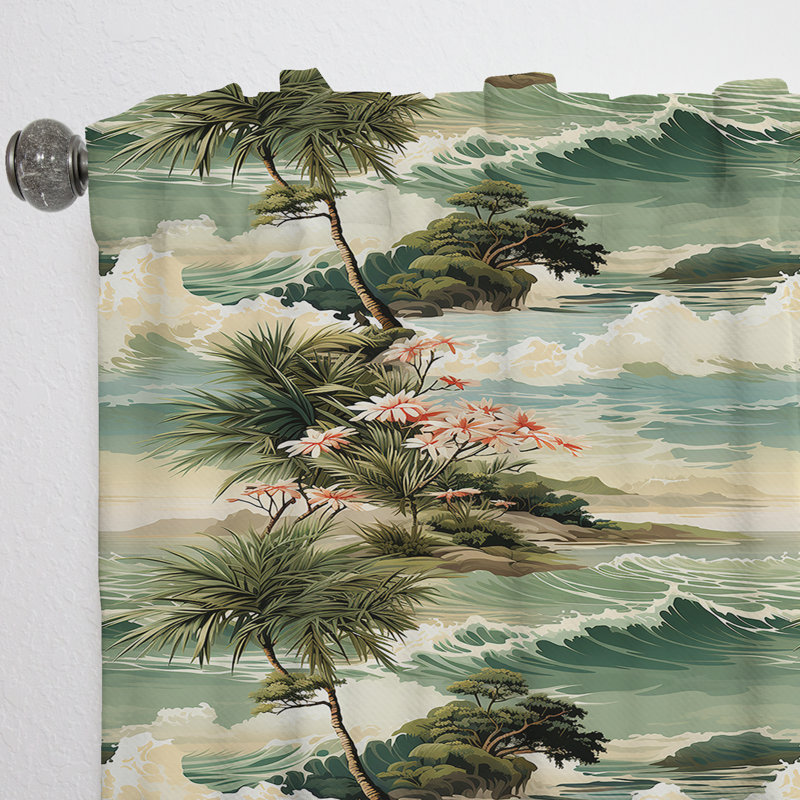 Coastal Vision Tropical Motif I - Rideau floral - Rideau floral obscurcissant - 1 panneau, L 52 po x L 108 po
