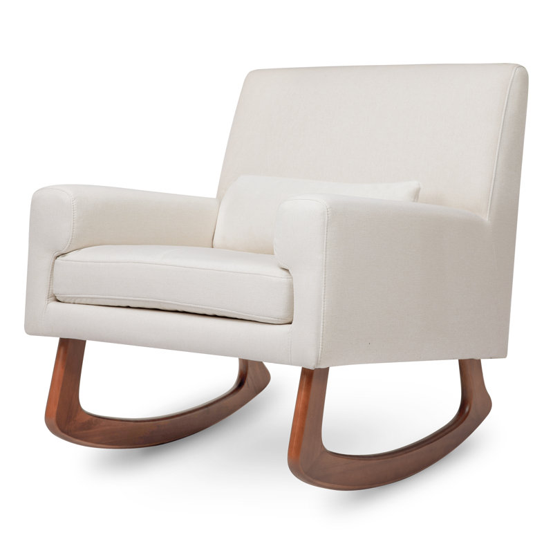 Sleepytime Rocking Chair, Walnut, White Polyester