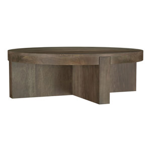 Round Solid Mango Wood Coffee Table Brown