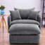 Oversized Modern Accent Chair With Ottoman, Comfortable Grey Chenille For Living Room