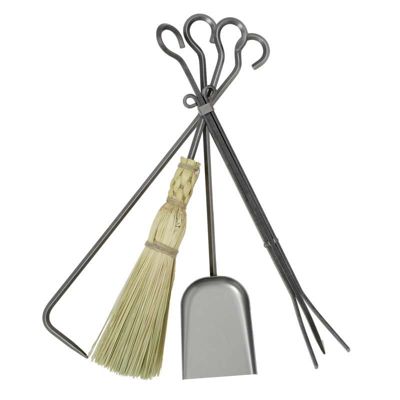 Steel Fireplace Tool Set, 4
