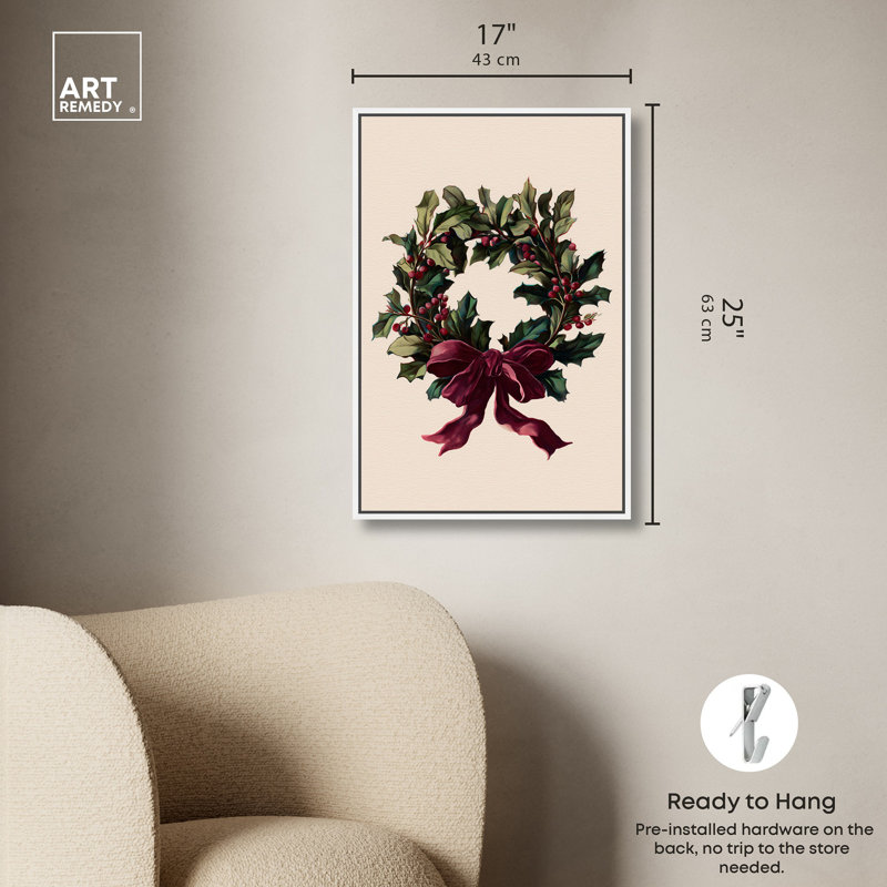 «Pink Holiday Laurel II», reproduction d'art sur toile par Art Remedy, cadre blanc, 16 x 24, H 25 po x l 17 po, Cadre blanc