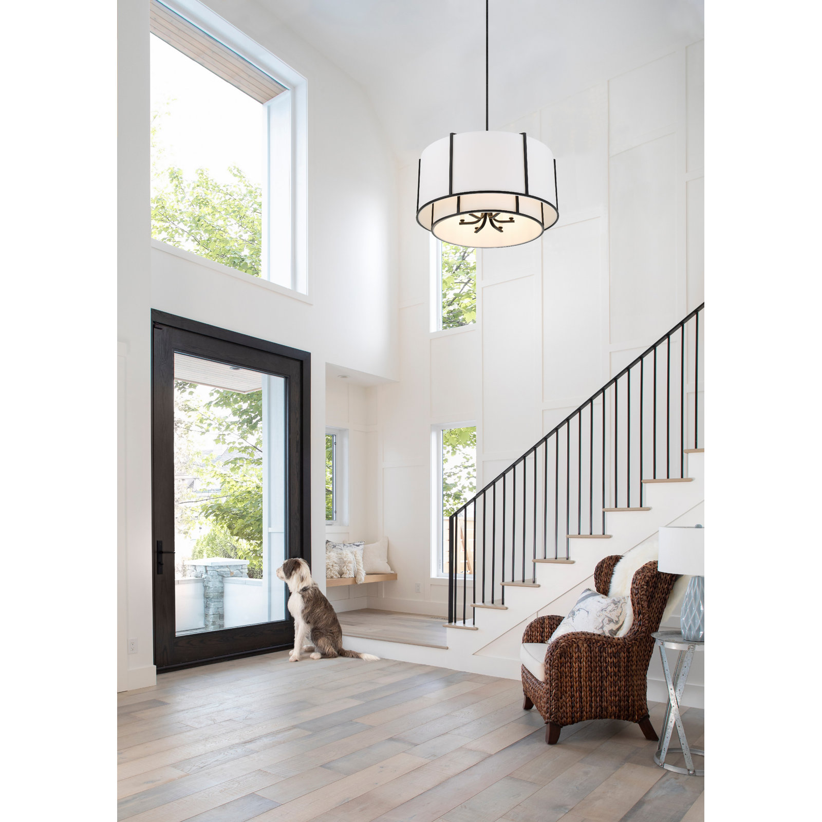 6 - Light Metal Dimmable Drum Chandelier