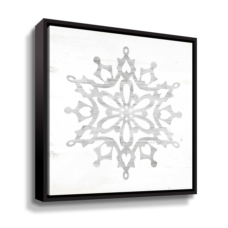 Snowflake Dreams I - peinture sur toile, Toile à cadre flottant noir, H 10 po x l 10 po x P 2 po
