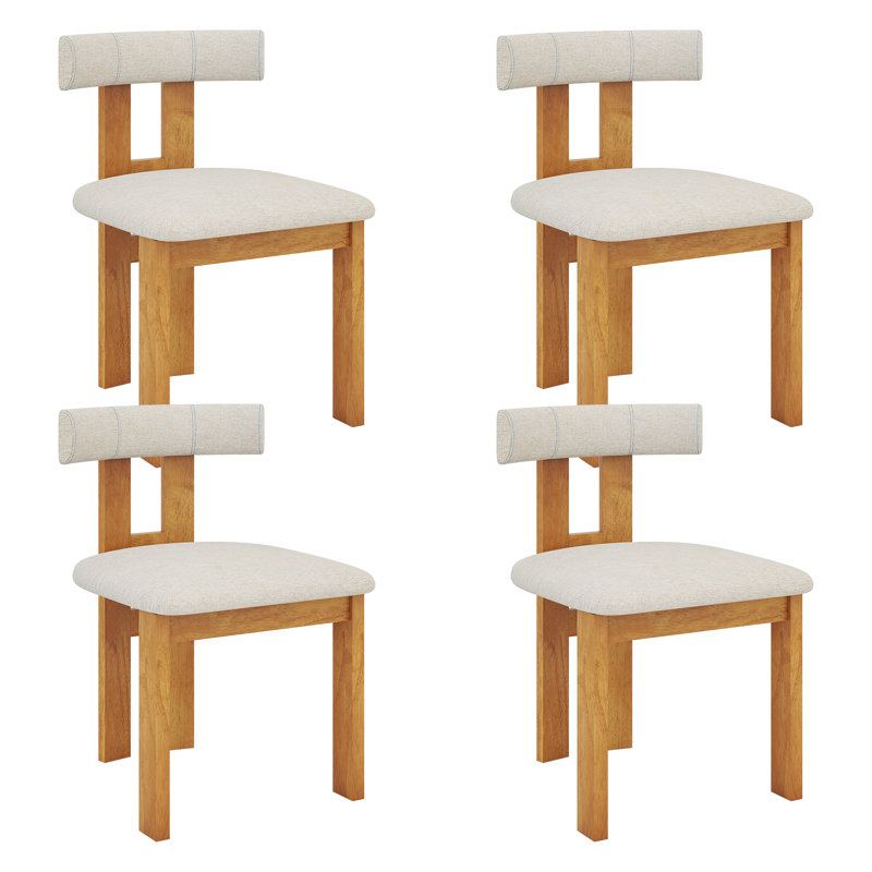Gymax Dining Chair Upholstered Kitchen Chair w/ Padded Seat & Curved Backrest, 2