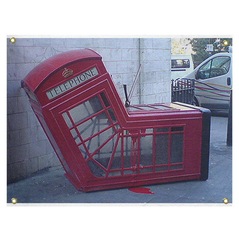 Tapisserie de l’angle de la boîte téléphonique en polyester décès, H 59 po x l 80 po x P 1 po