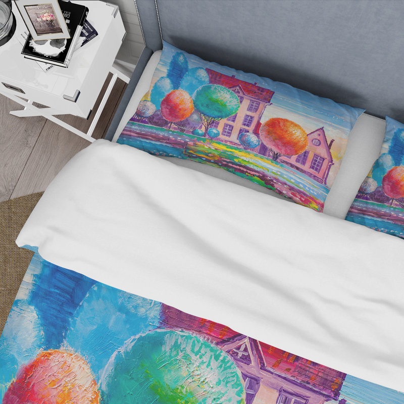 Daydream House In The Village - Ensemble de housse de couette traditionnel - Microfibre de polyester