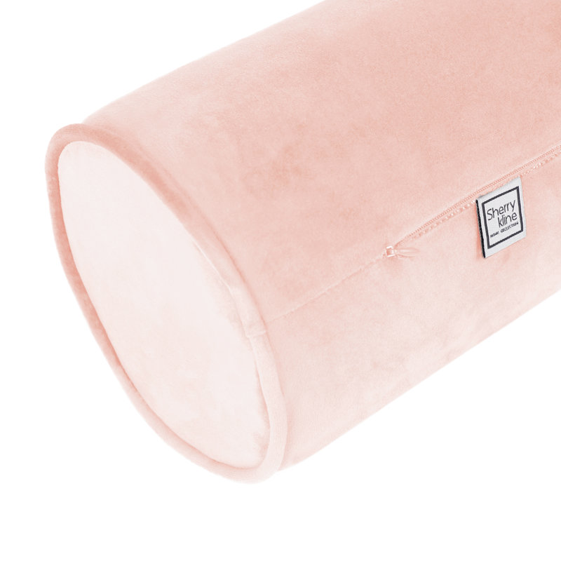 Sherry Kline Velvet Zippered Neck Roll Bolster (Set Of 2), Blush Pink