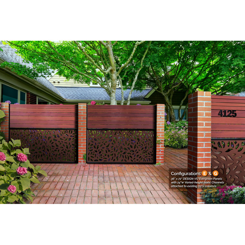 Black Galvanized Steel 72" x 36" Decorative Privacy Screen Panel