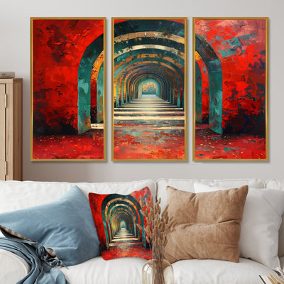 Ensemble de salon art mural rouge et rouge