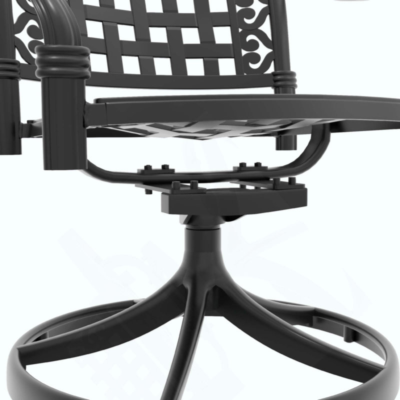 Chaise de patio pivotante en fonte d'aluminium 2 pièces avec structure et coussins