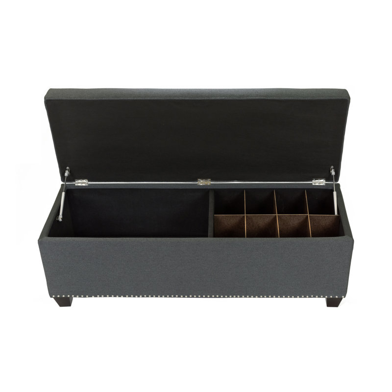 Lalonde Polyester Blend Upholstered Storage Bench, Gray, Yes