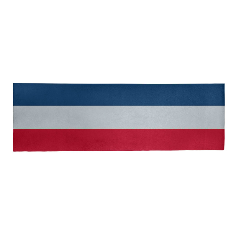Tapis tissé à plat rouge/argent/bleu marine Los Angeles, Tapis de couloir 2 pi 6 po x 8 pi