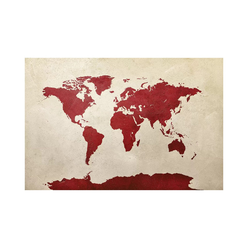 World Map Red by Michael Tompsett - Wrapped Canvas Gallery-Wrapped Canvas Giclée, 20.32 cm H x 30.48 cm W