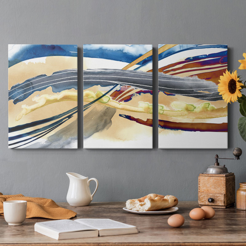 Soundwaves II - Toile tendue avec châssis de qualité supérieure - Prêt à être accroché, H 60 po x l 120 po x P 1 po