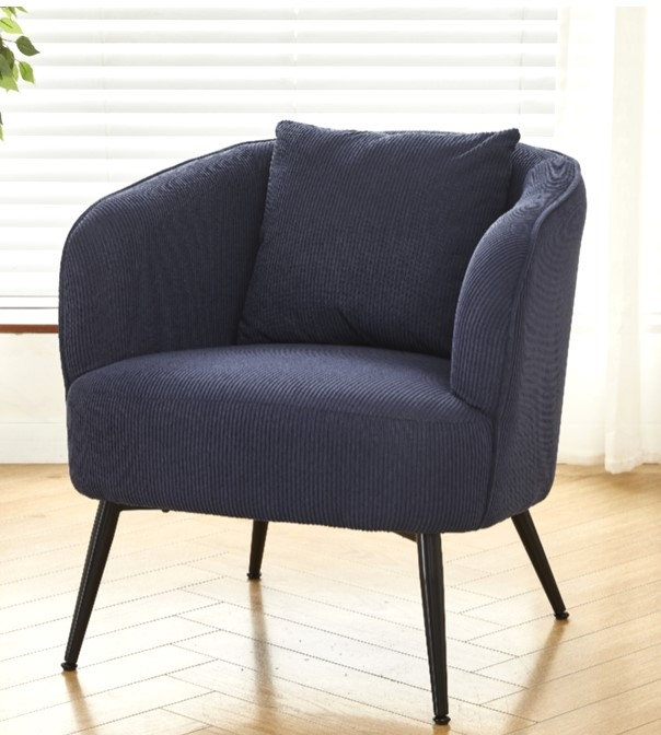Fauteuil moderne en velours côtelé, Velours côtelé noir