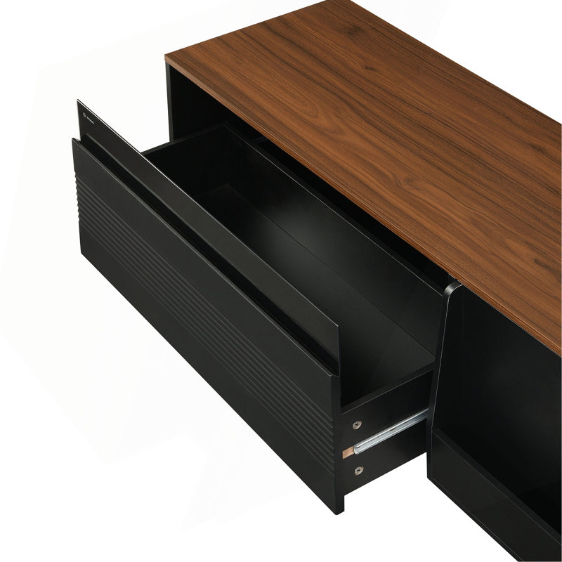 70.8'' Modern TV Stand For Tvs Up To 75 Inches, Entertainment Center With Storage Space, Sliding Doors, Adjustable Shelves And Metal Frame, Mid Century Modern Media TV Console Table For Living
