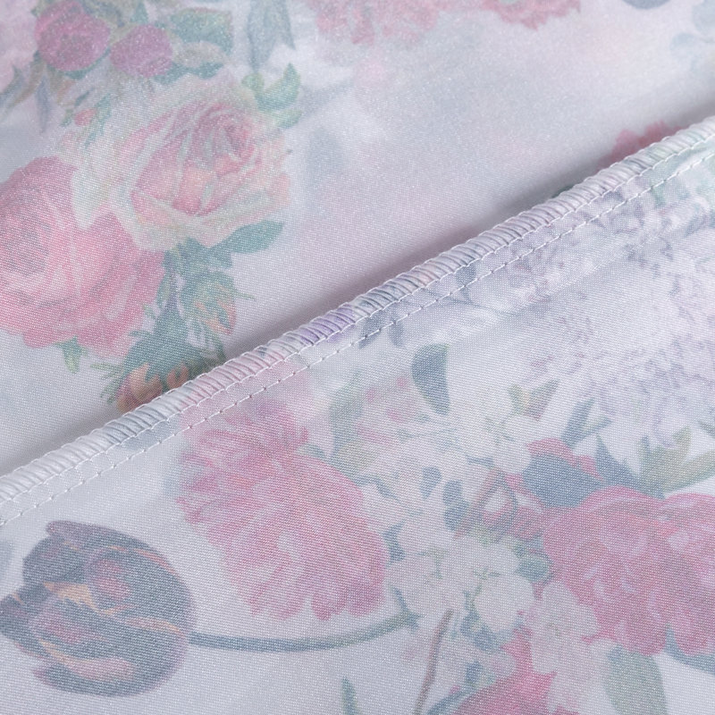 Taie d'oreiller à motif floral, Blanc/rouge