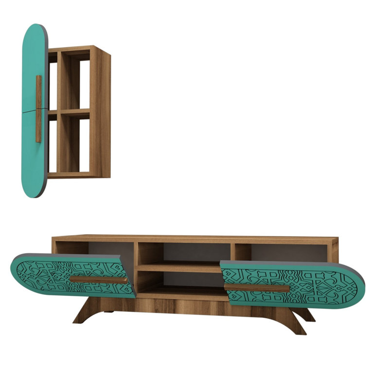 Garfield Entertainment Center for TVs up to 49", Walnut/Turquoise