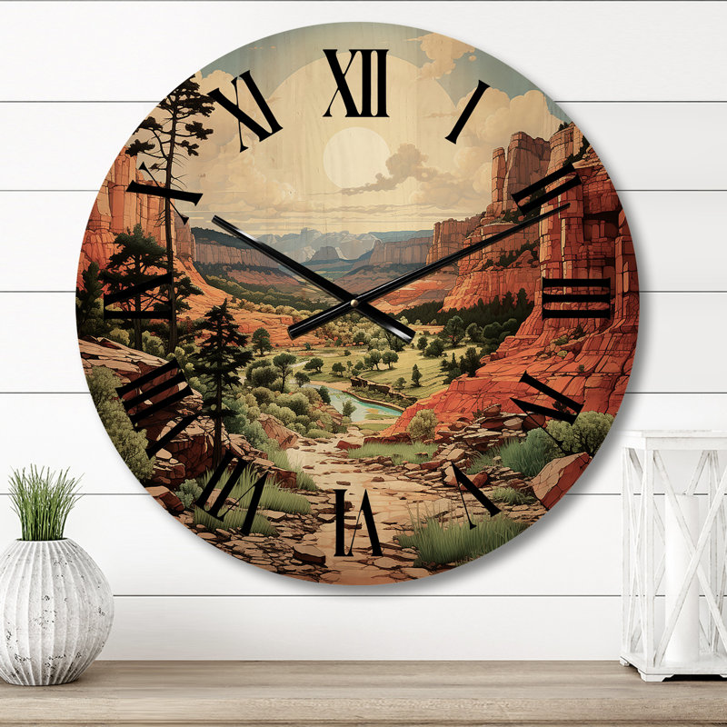 Horloge murale en bois massif Myron, Moyenne