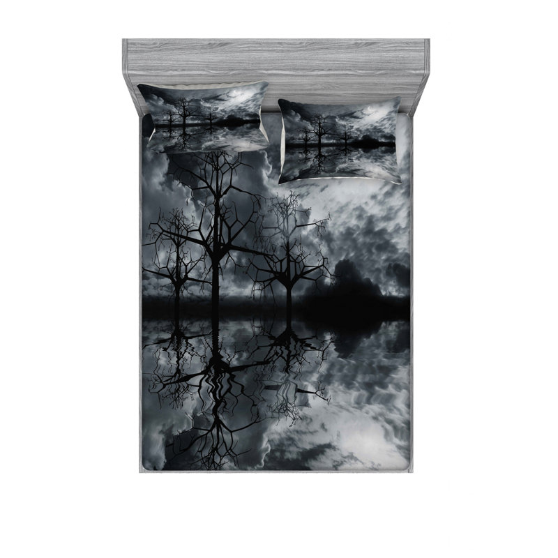 Ensemble de draps à terrains fantaisie en 3d, Ensemble de draps pour lit double avec un drap-hou