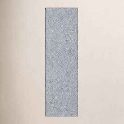 Wheaton Blue Beige Hand-Tufted Wool Chevron Rug