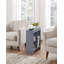 Table d'appoint étroite avec 2 porte-gobelets et 3 tablettes, table de bout mince pour petits espaces - Chêne gris-1459042435