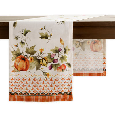 Maison d'Hermine  Pumpkin Garden - Cloudy Cream 100% Cotton Table Runner - Single Layer - 14.5" x 72"
