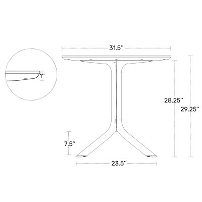 31.5" Outdoor Square Dining Table